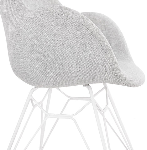 Modern chair 'ATOL' in light gray fabric with white metal base