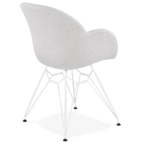 Modern chair 'ATOL' in light gray fabric with white metal base