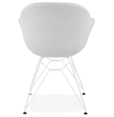 Modern chair 'ATOL' in light gray fabric with white metal base