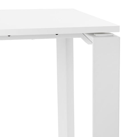 Small straight design desk table 'BAKUS' in white wood and metal - 120x60 cm