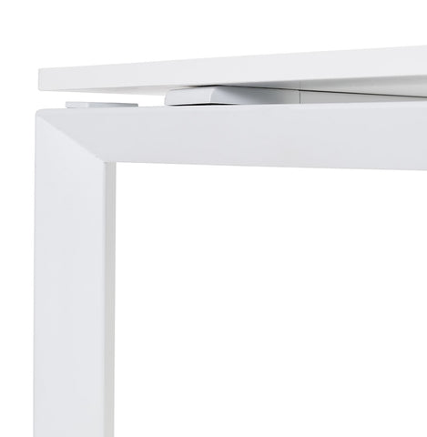 Small straight design desk table 'BAKUS' in white wood and metal - 120x60 cm