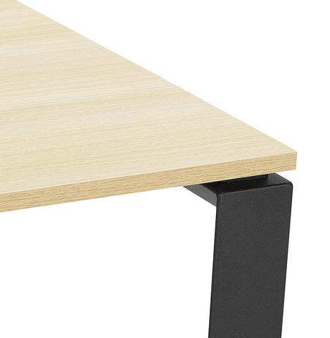 Meeting table / bench desk 'BAKUS SQUARE' in wood with natural finish and black metal - 140x140 cm