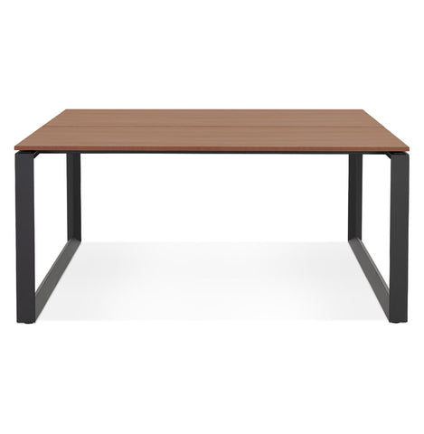 Meeting table / bench desk 'BAKUS SQUARE' with walnut finish and black metal - 140x140 cm