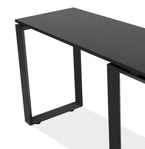 Design corner desk 'BAKUS' of black wood and metal - 160 cm