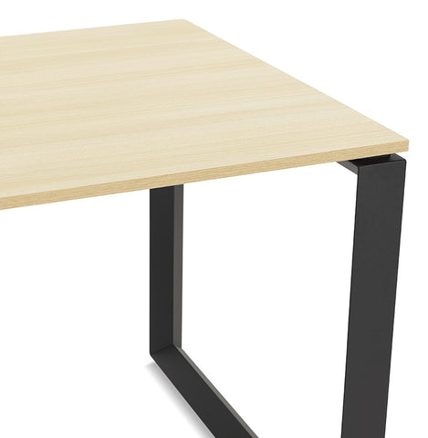 Design hoekbureau 'BAKUS' van naturel afgewerkt hout en zwart metaal - 160 cm