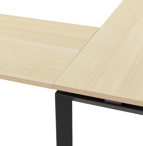 Design hoekbureau 'BAKUS' van naturel afgewerkt hout en zwart metaal - 160 cm