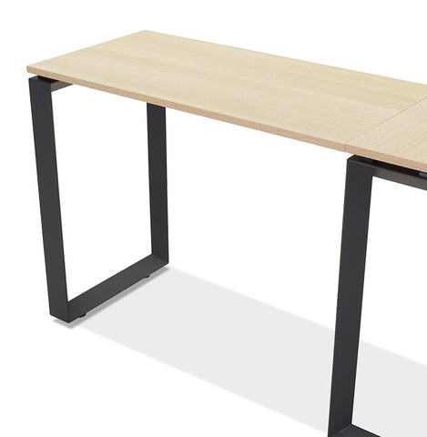 Design hoekbureau 'BAKUS' van naturel afgewerkt hout en zwart metaal - 160 cm