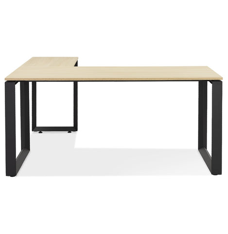 Design hoekbureau 'BAKUS' van naturel afgewerkt hout en zwart metaal - 160 cm