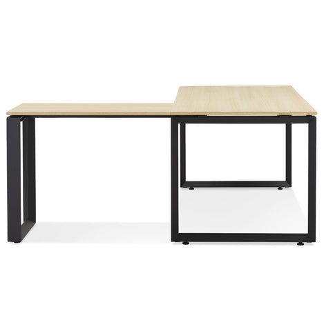 Design hoekbureau 'BAKUS' van naturel afgewerkt hout en zwart metaal - 160 cm