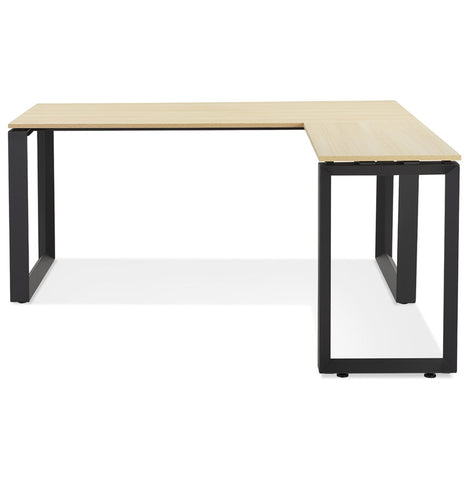 Design hoekbureau 'BAKUS' van naturel afgewerkt hout en zwart metaal - 160 cm