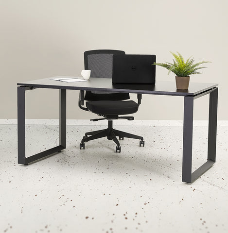 Design corner desk 'BAKUS' of natural wood finish and white metal - 160 cm