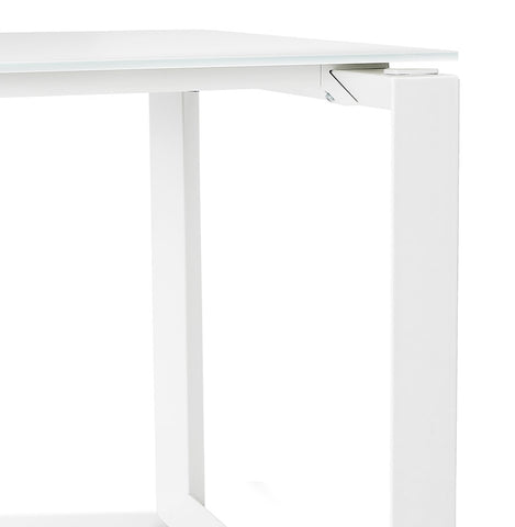 Straight design desk 'BAKUS' of white glass and metal - 160x80 cm