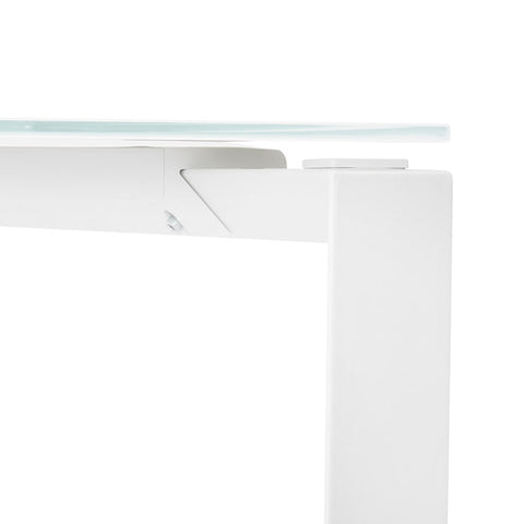 Straight design desk 'BAKUS' of white glass and metal - 160x80 cm