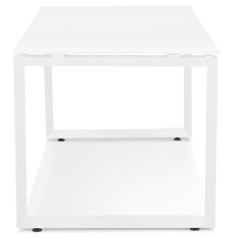 Straight design desk 'BAKUS' of white glass and metal - 160x80 cm