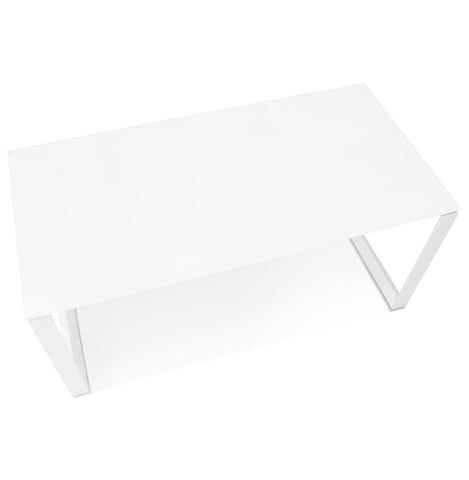 Straight design desk 'BAKUS' of white glass and metal - 160x80 cm