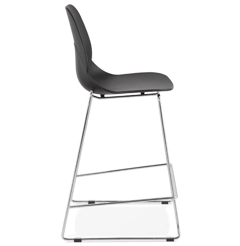 Stackable black semi-high bar stool 'BERLIN MINI' with chromed metal base