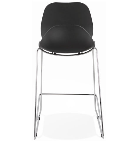 Stackable black semi-high bar stool 'BERLIN MINI' with chromed metal base