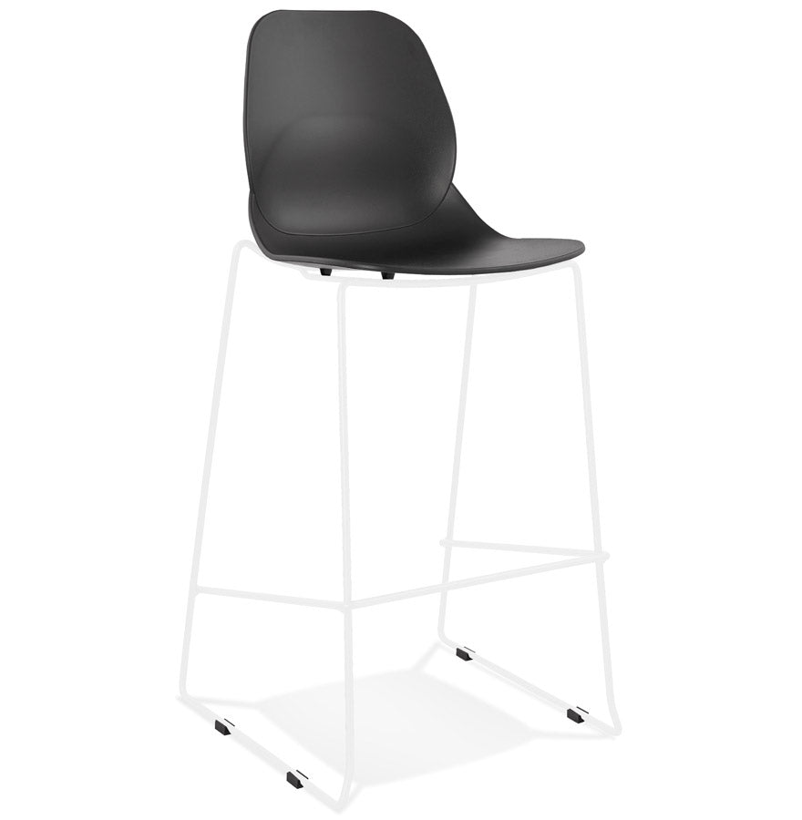 Stackable design bar stool 'BERLIN' black with base in white metal