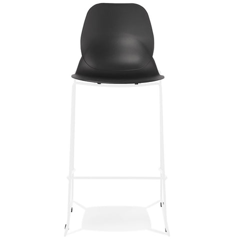 Stackable design bar stool 'BERLIN' black with base in white metal