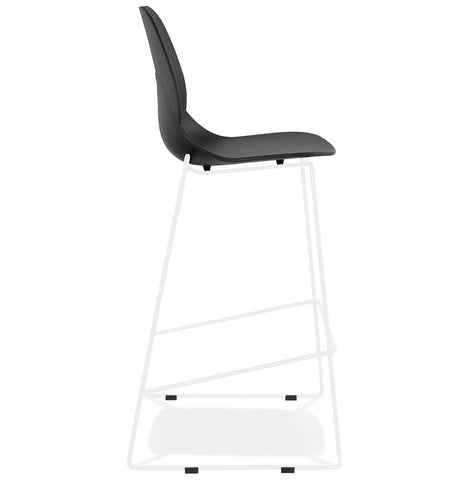 Stackable design bar stool 'BERLIN' black with base in white metal