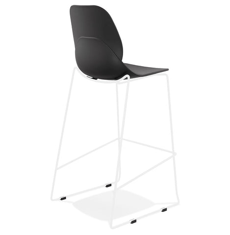 Stackable design bar stool 'BERLIN' black with base in white metal