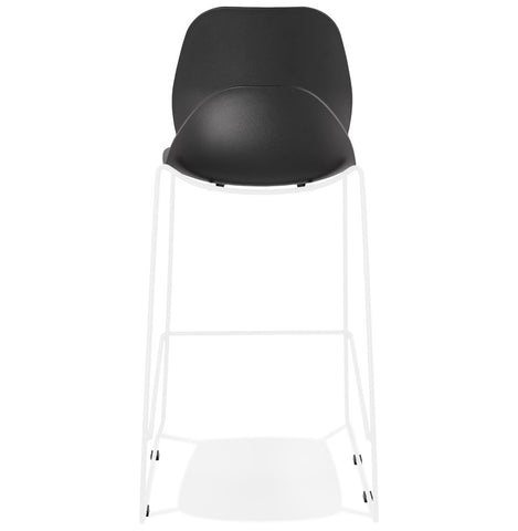 Stackable design bar stool 'BERLIN' black with base in white metal