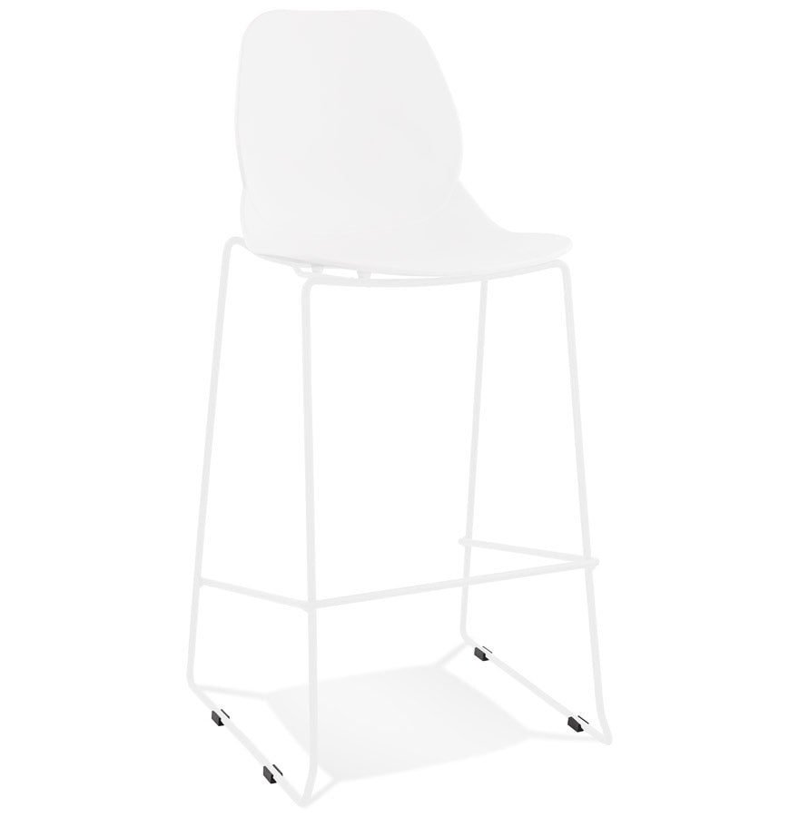 Stackable design bar stool 'BERLIN' white with white metal base