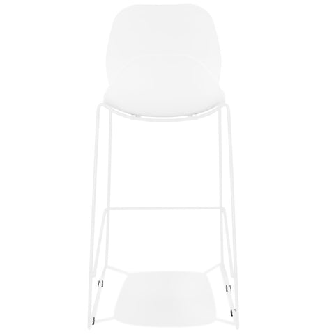 Stackable design bar stool 'BERLIN' white with white metal base