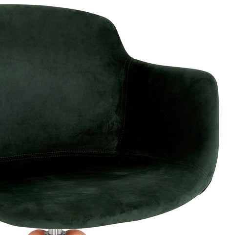 Armchair 'BERNI' in green velvet with natural wood legs