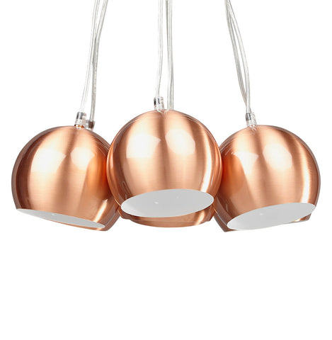 Design pendant lamp 'BILBO' with 7 copper colored balls