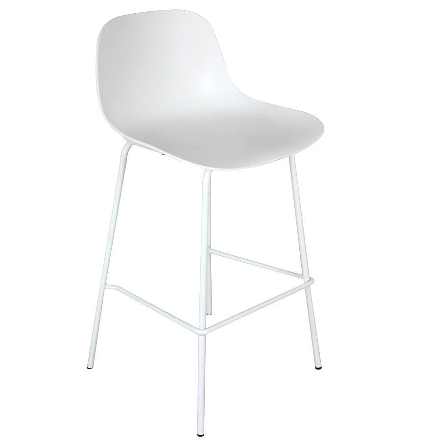 Mid-height white stool 'GRANO MINI' for indoor/outdoor use