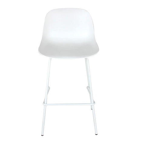 Mid-height white stool 'GRANO MINI' for indoor/outdoor use