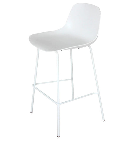 Mid-height white stool 'GRANO MINI' for indoor/outdoor use