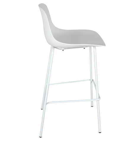 Mid-height white stool 'GRANO MINI' for indoor/outdoor use