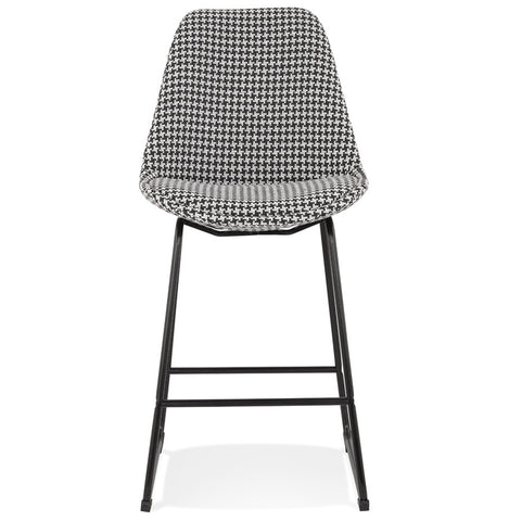 BULLY MINI' semi-high stool in pied-de-poule print fabric with black metal legs