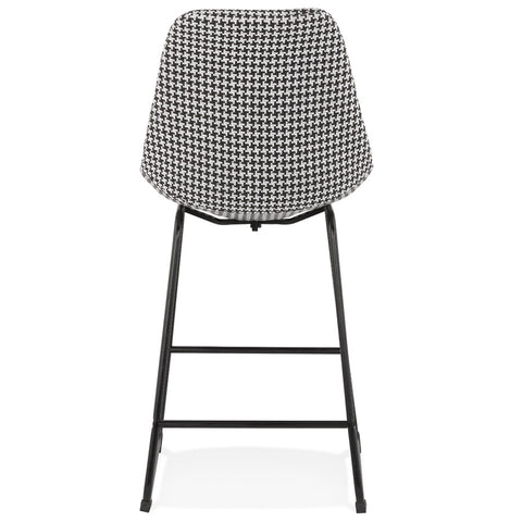 BULLY MINI' semi-high stool in pied-de-poule print fabric with black metal legs