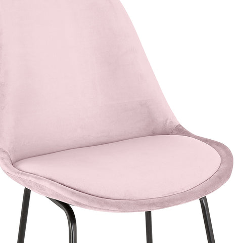 Mid-height stool 'BULLY MINI' in pink velvet with black metal legs