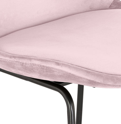 Mid-height stool 'BULLY MINI' in pink velvet with black metal legs