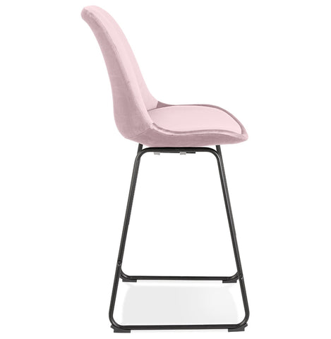 Mid-height stool 'BULLY MINI' in pink velvet with black metal legs