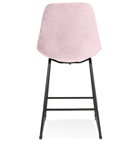 Mid-height stool 'BULLY MINI' in pink velvet with black metal legs