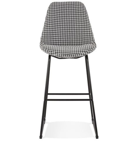 Stool 'BULLY' in pied-de-poule print fabric with black metal legs