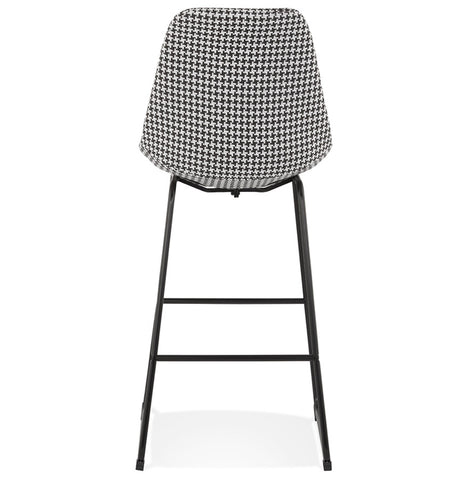 Stool 'BULLY' in pied-de-poule print fabric with black metal legs