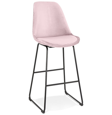 Stool 'BULLY' in pink velvet with black metal legs