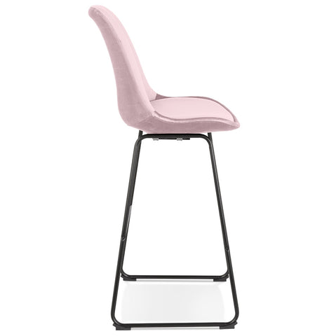 Stool 'BULLY' in pink velvet with black metal legs