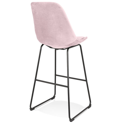 Stool 'BULLY' in pink velvet with black metal legs