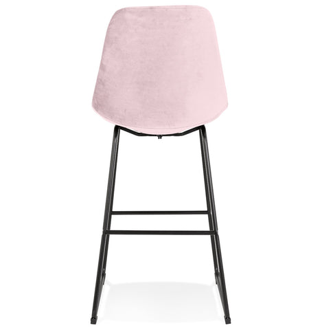 Stool 'BULLY' in pink velvet with black metal legs