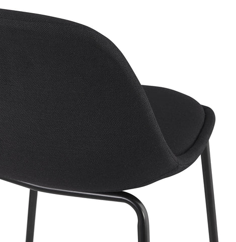 Black fabric half-high stool 'BULMA MINI' with black metal legs