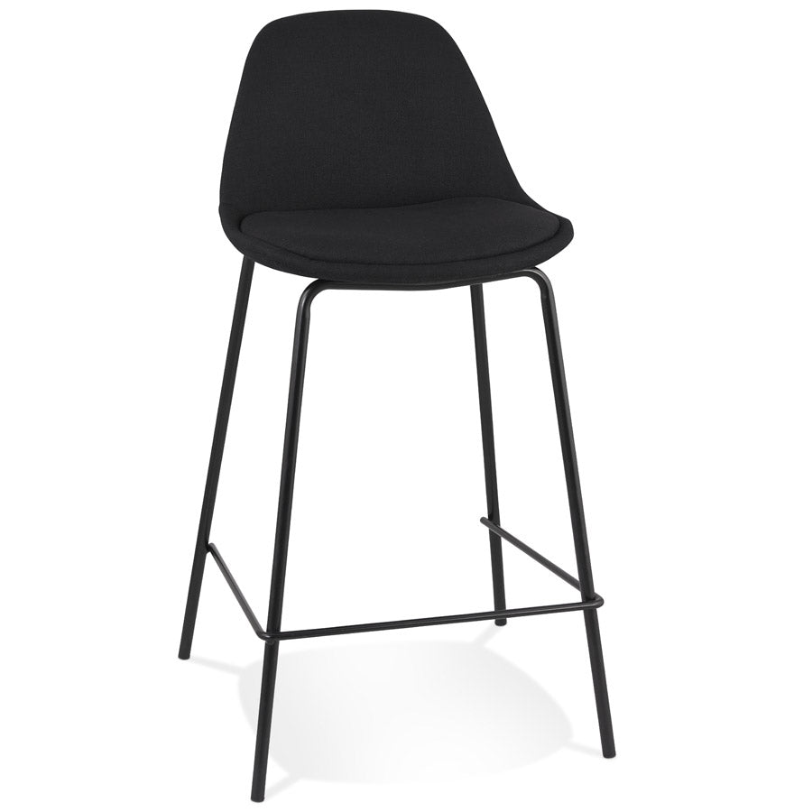 Black fabric half-high stool 'BULMA MINI' with black metal legs