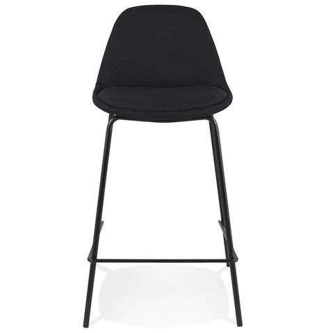 Black fabric half-high stool 'BULMA MINI' with black metal legs