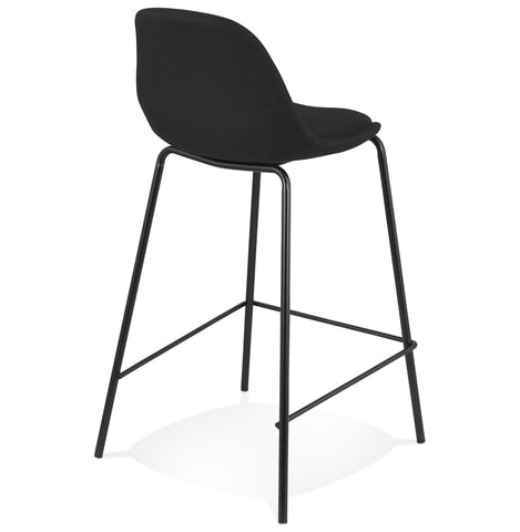 Black fabric half-high stool 'BULMA MINI' with black metal legs